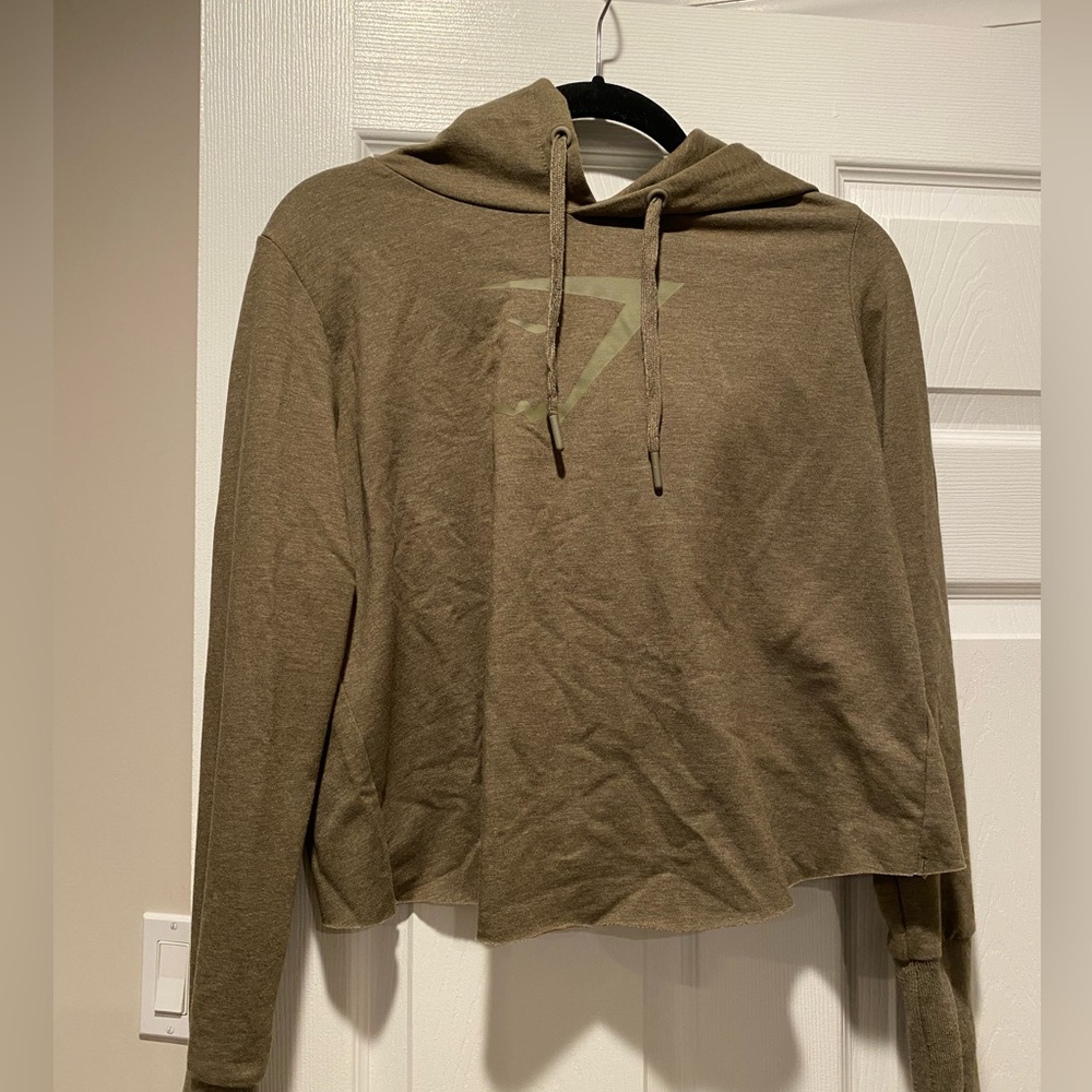 Gymshark Cross Back Hoodie - Khaki Marl, Large